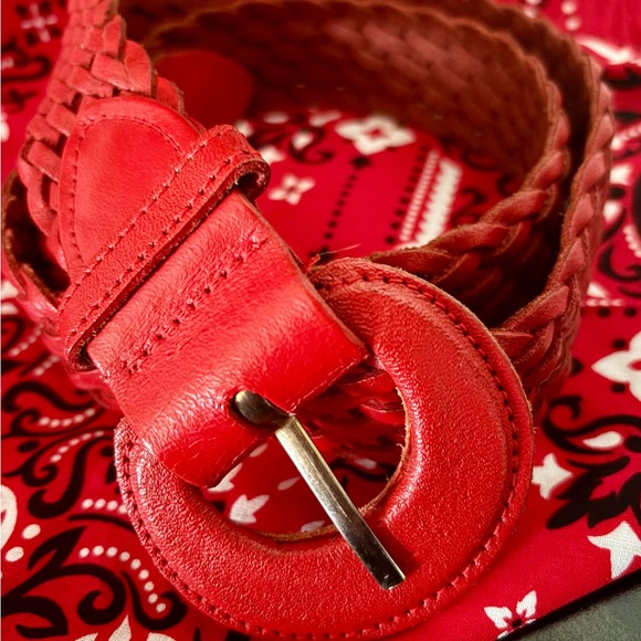 Capezio Accessories - Vintage Capezio Red Braided Leather Belt;Size:M/L